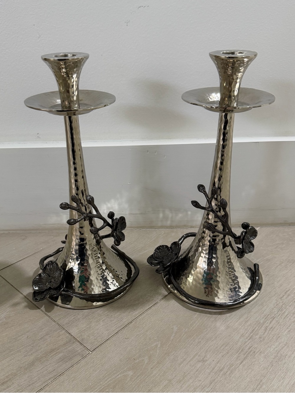 Michael Aram Black Orchid Candlesticks Pair